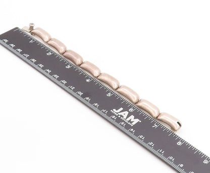 925 Sterling Silver Vintage Bracelet MEXICO Rectangular Pebble Beaded  BT11363