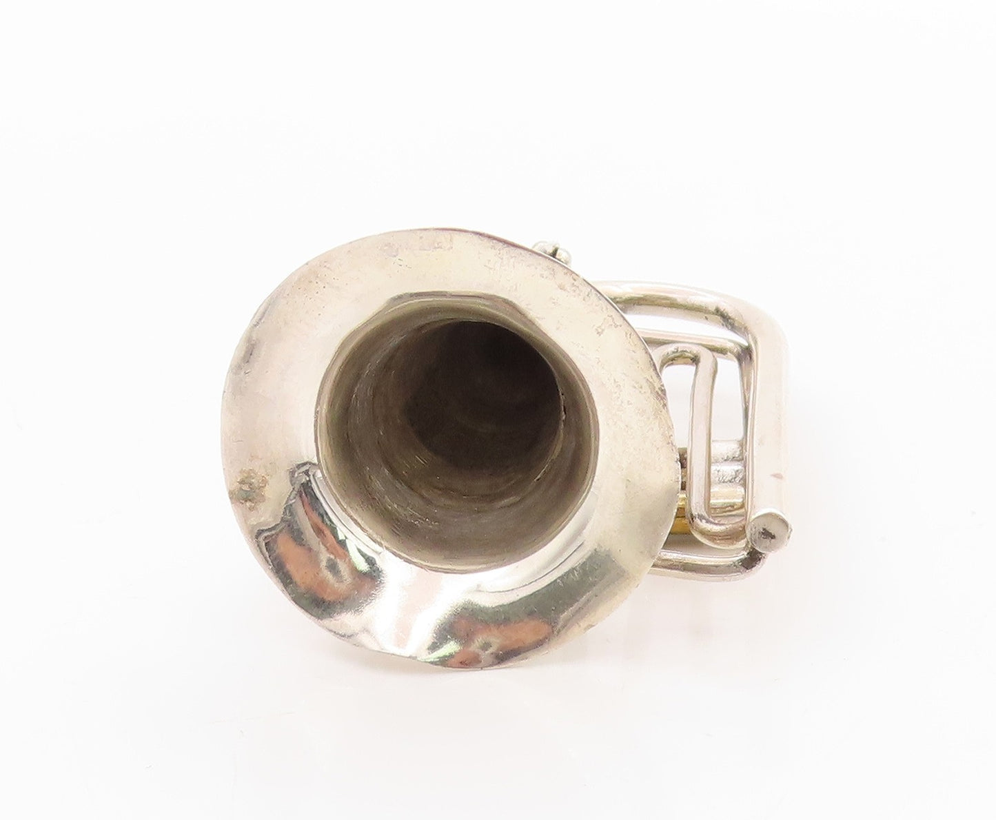 925 Sterling Silver Vintage Brooch Gold Plated Tuba Musical Instrument  BP11789