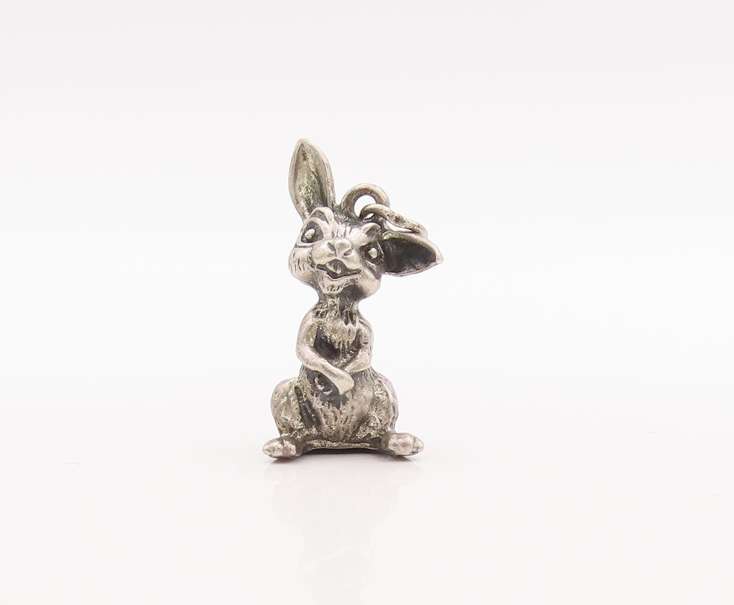 925 Sterling Silver Vintage Pendant JEWEL ART 3D Carved Bunny Charm  PT23460