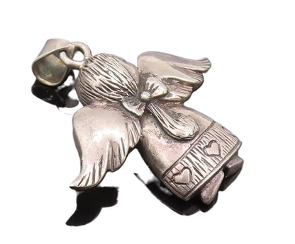 925 Sterling Silver Vintage Pendant Carved Back Facing Flying Angle  PT22656
