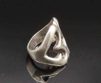 MEXICO 925 Sterling Silver Vintage Swirl Cut Out Wide Band Ring Sz 9 RG24607