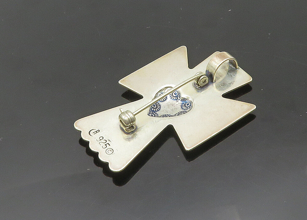 CAROLYN POLLACK 925 Silver  Vintage Shiny Love Heart Angel Brooch Pin  BP8245