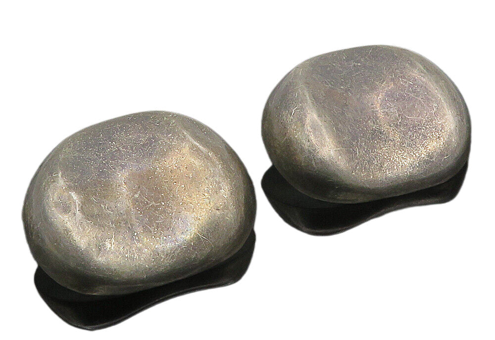 MEXICO 925 Silver  Vintage Oxidized Hollow Concave Non Pierce Earrings  EG5561