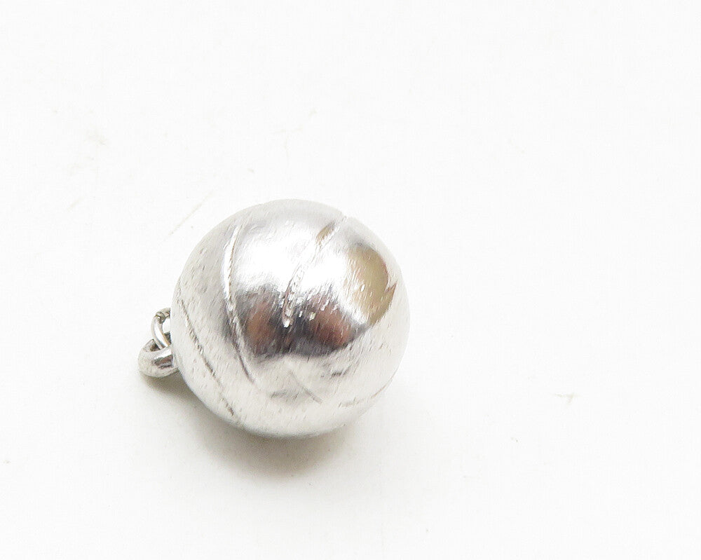925 Sterling Silver  Vintage Shiny Hollow Basketball Sports Pendant  PT7565