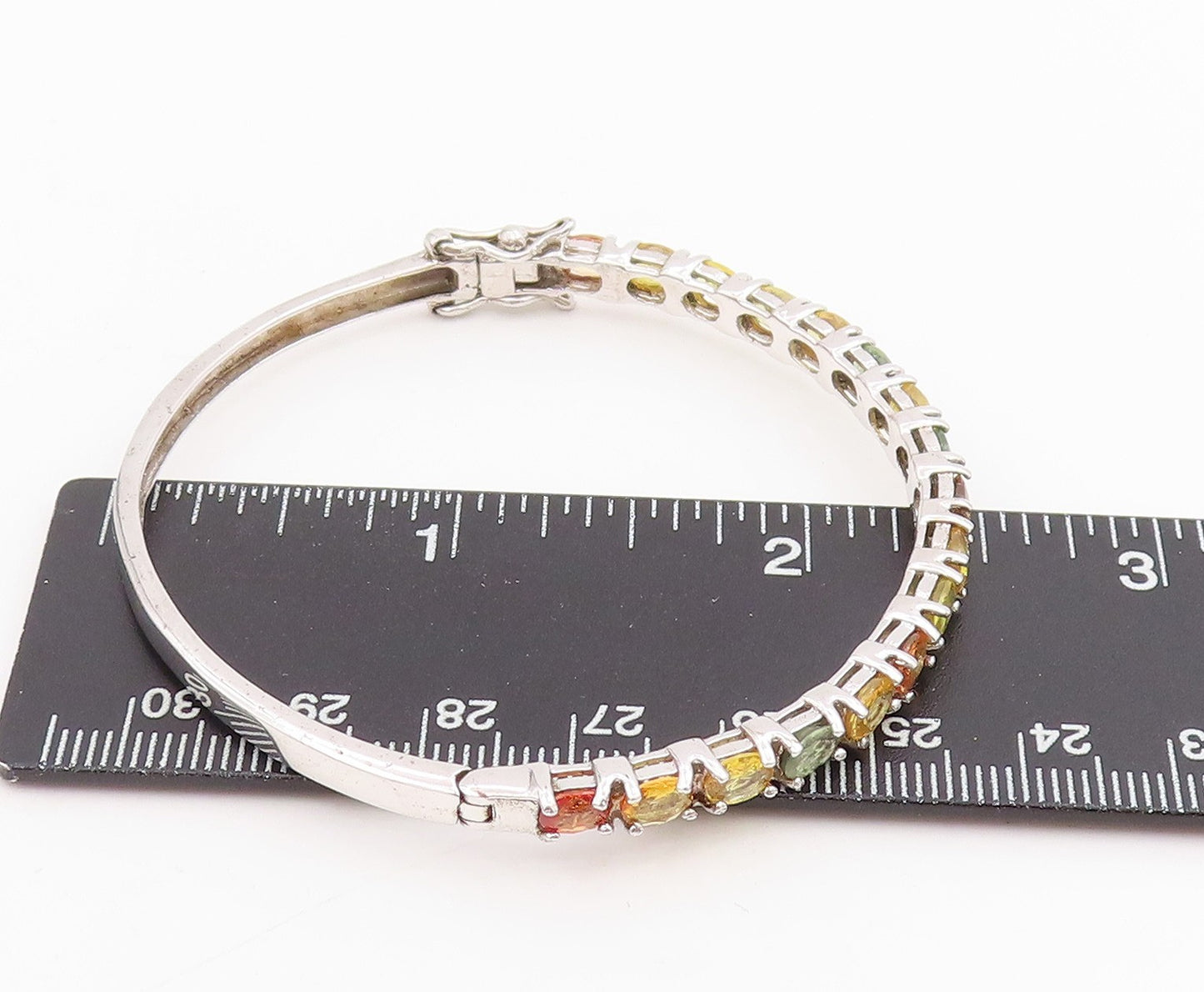925 Sterling Silver Vintage Bracelet Oval Cut Real Gemstone Bangle  BT11532