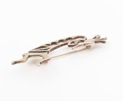 NAVAJO 925 Sterling Silver  Vintage Shiny Kokopelli Dancer Brooch Pin  BP8023