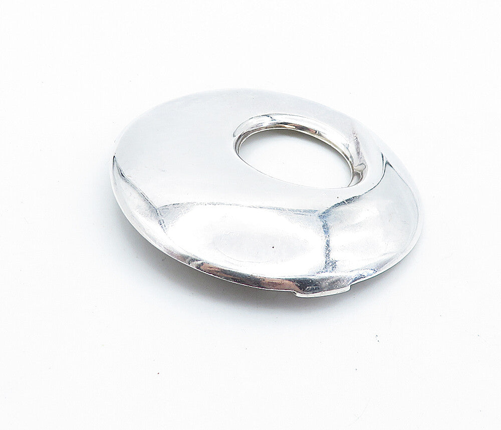 MEXICO 925 Sterling Silver  Vintage Polished Open Circle Brooch Pin  BP2633