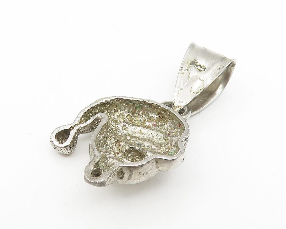 925 Sterling Silver  Vintage Shiny Clown Face Motif Drop Pendant  PT8750