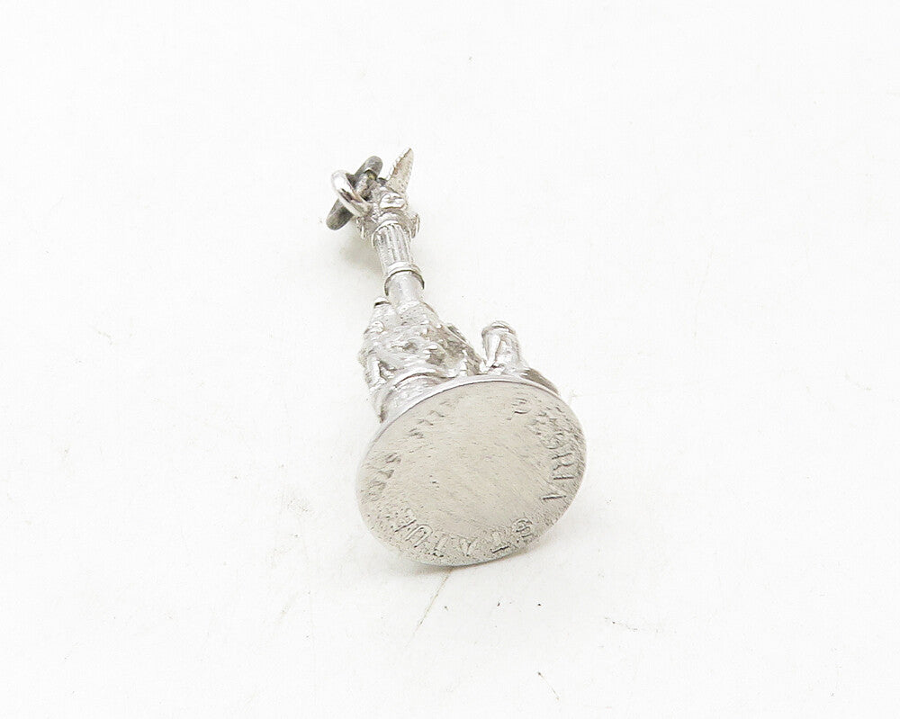WELLS 925 Sterling Silver  Vintage Petite Sculpted Statue Drop Pendant  PT7655
