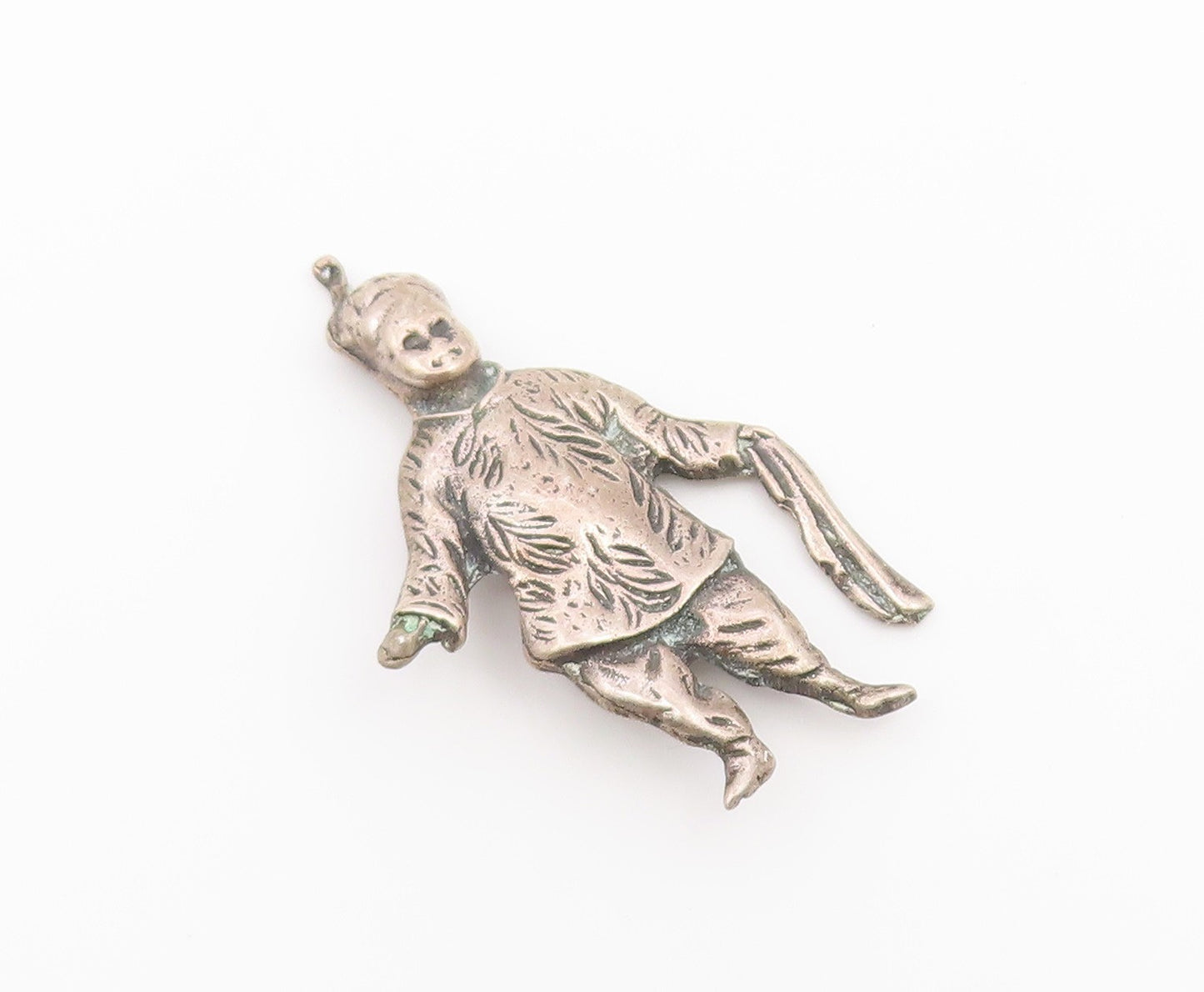 925 Sterling Silver Vintage Brooch Pin Man Holding Scarf Figural Cutout  BP12626