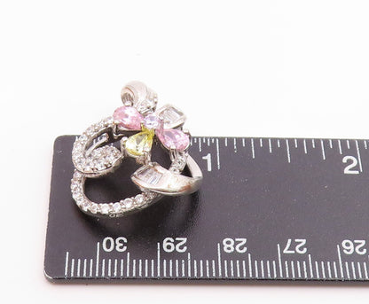 925 Sterling Silver  Vintage Sparkling Cubic Zirconia Swirl Pendant  PT17984