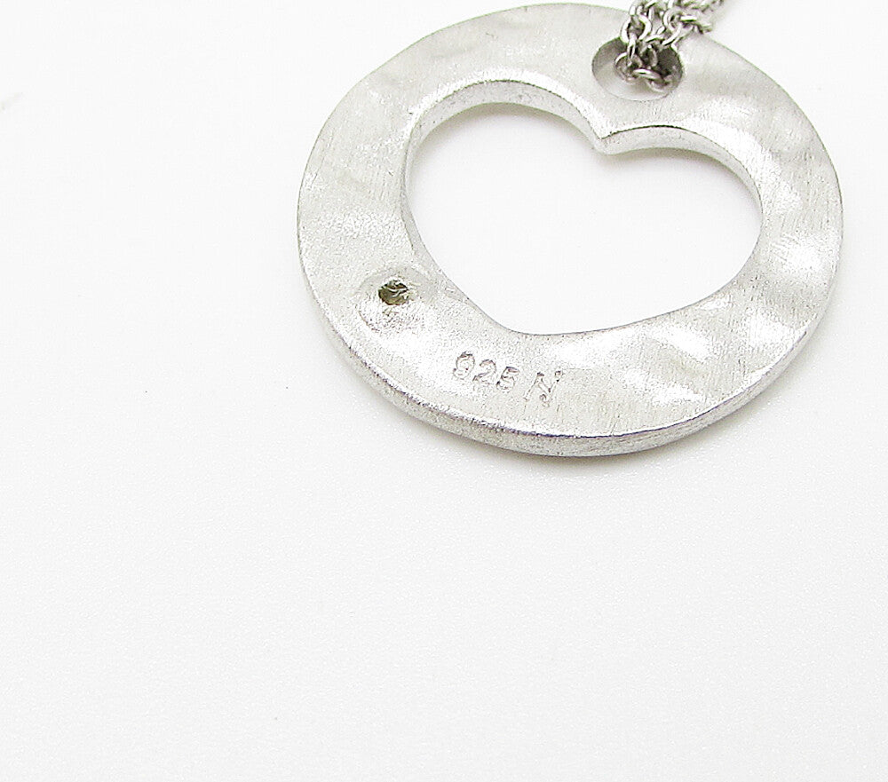 925 Sterling Silver  Genuine Diamond Love Heart Pendant & Chain  PT2444