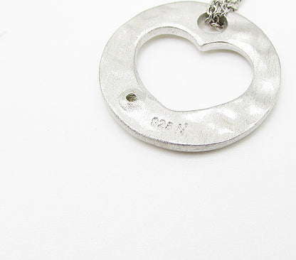 925 Sterling Silver  Genuine Diamond Love Heart Pendant & Chain  PT2444