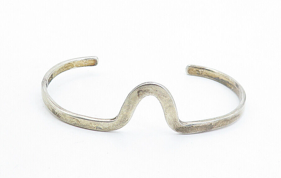 MEXICO 925 Sterling Silver  Vintage Petite Smooth UShape Cuff Bracelet BT2684