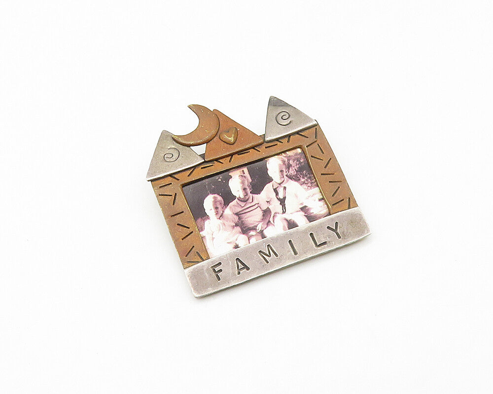 FAR FETCHED 925 Silver  Vintage Family Portrait Frame Brooch Pin  BP6948