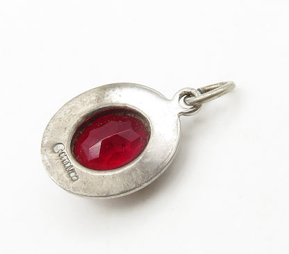 925 Sterling Silver  Vintage Garnet W.L. Dickenson High School Pendant PT13134