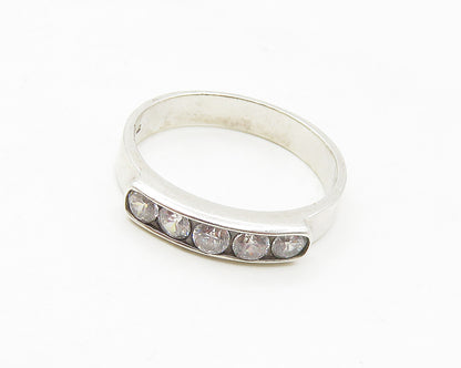 925 Sterling Silver  Cubic Zirconia 5 Stone Smooth Band Ring Sz 8  RG17472