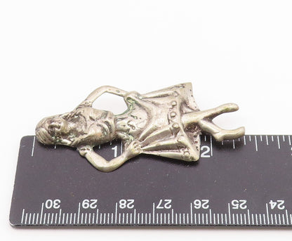 MEXICO 925 Sterling Silver  Vintage Antique Dancing Woman Brooch Pin  BP4117