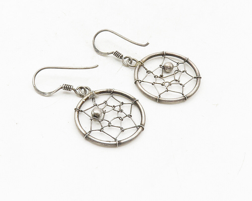 925 Sterling Silver  Vintage Wire Wrapped Design Round Drop Earrings   EG5216