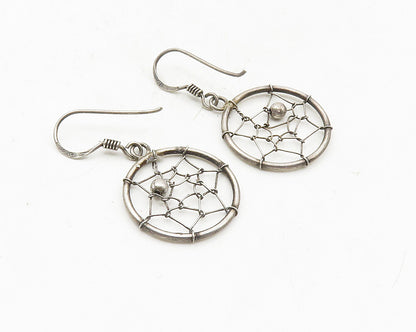 925 Sterling Silver  Vintage Wire Wrapped Design Round Drop Earrings   EG5216