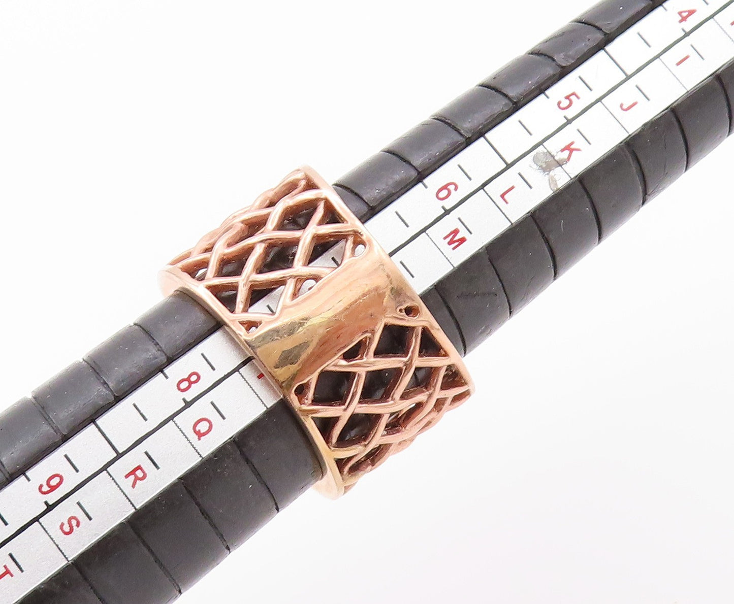 925 Sterling Silver Vintage Ring Rose Gold Plated Net Band Gemstone Sz 7 RG32466
