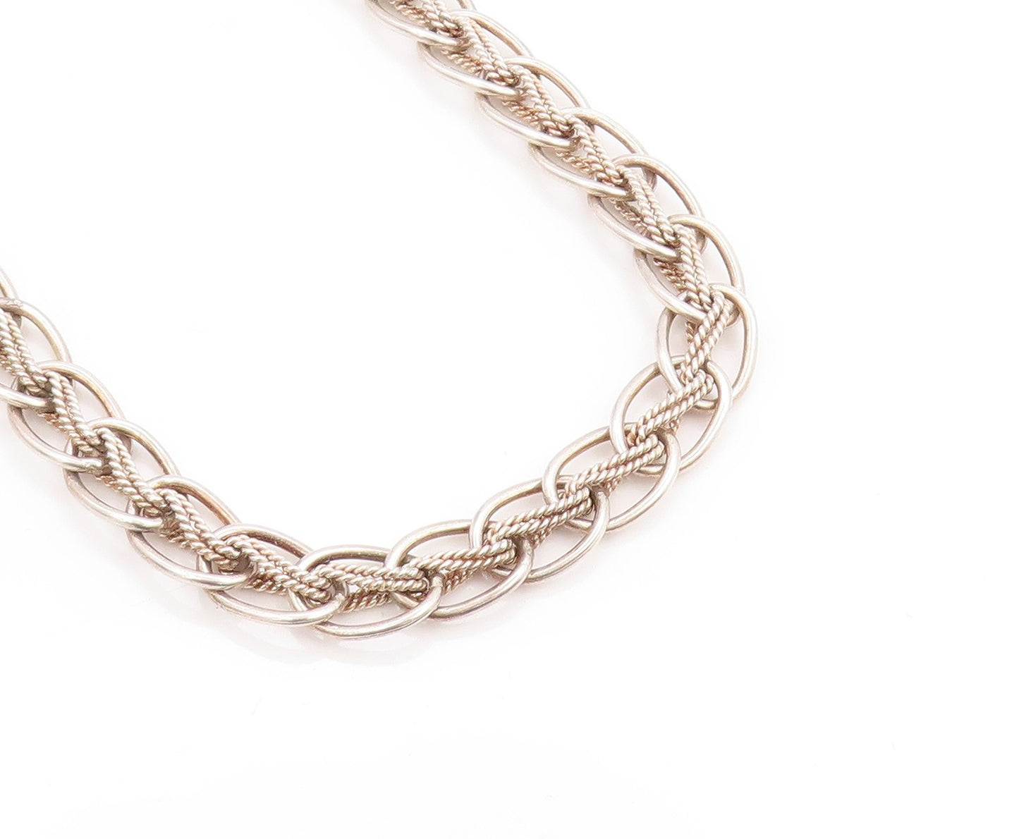 925 Sterling Silver Vintage Necklace EUROPE Interlocking Braided Chain NE4642