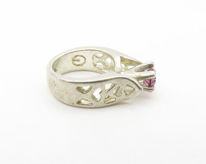 925 Sterling Silver Vintage Pink Topaz Solitaire Ring Motif Pendant  PT11049