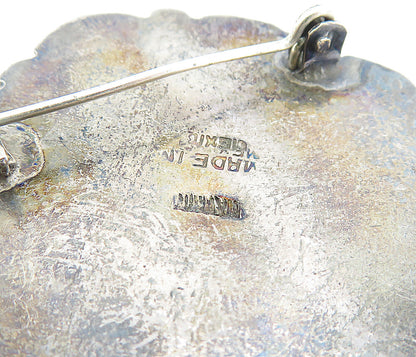 MEXICO 925 Sterling Silver  Vintage Oxidized Floral Twist Brooch Pin  BP1816
