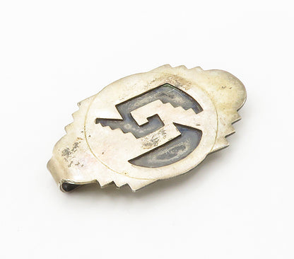 925 Sterling Silver  Vintage Oxidized Traditional Pattern Money Clip  TR2096