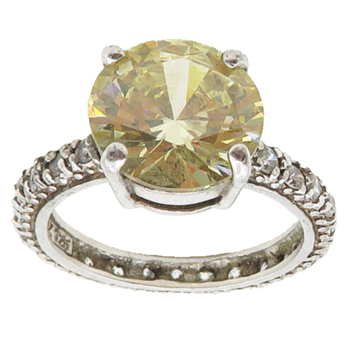 925 Sterling Silver  Vintage Cubic Zirconia Solitaire Accent Ring Sz 8 RG17232