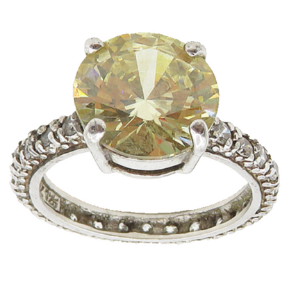 925 Sterling Silver  Vintage Cubic Zirconia Solitaire Accent Ring Sz 8 RG17232
