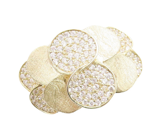 925 Sterling Silver Vintage Ring Gold Plated Designer CZ Inlay Sz 6.5  RG31215