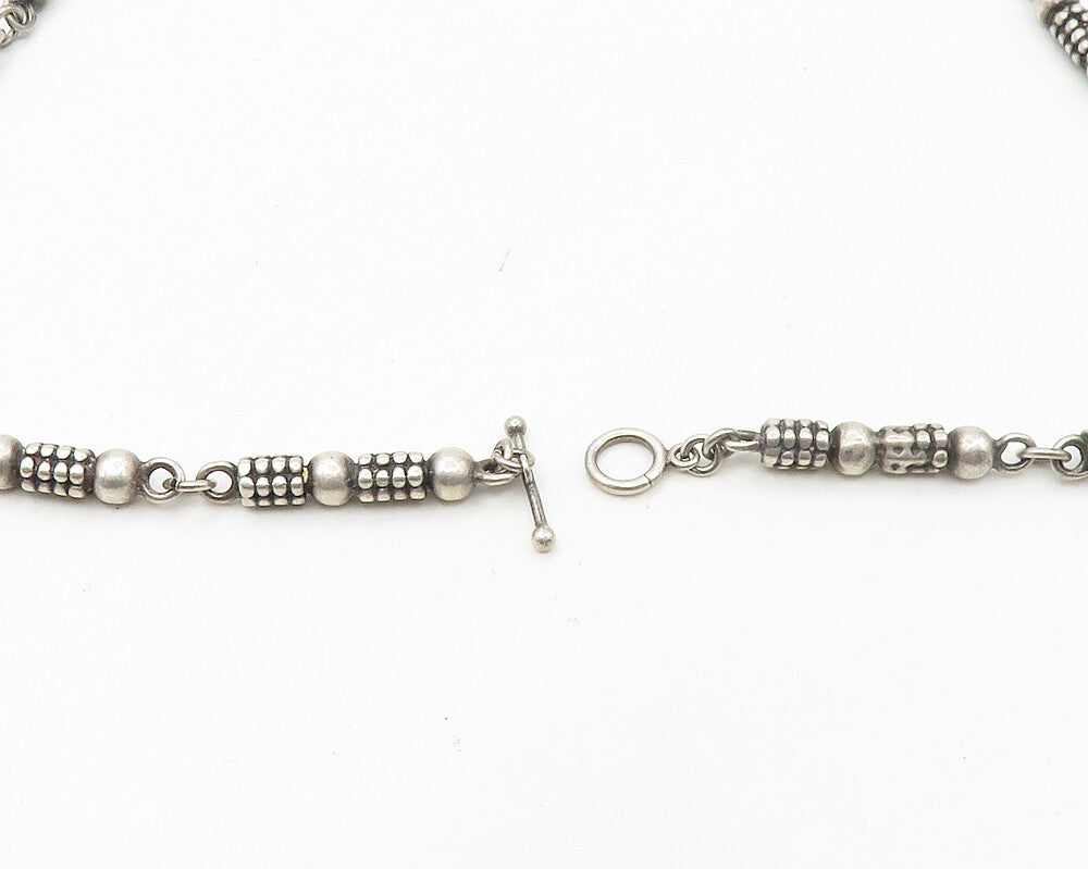 925 Sterling Silver  Vintage Shiny Bubble Bar Link Chain Necklace  NE2905