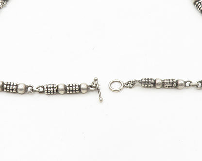 925 Sterling Silver  Vintage Shiny Bubble Bar Link Chain Necklace  NE2905