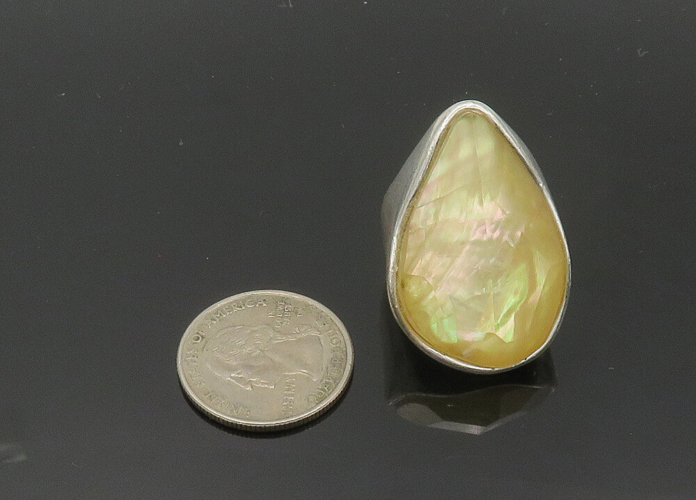 RLM STUDIO 925 Silver  Vintage Mother Of Pearl Cocktail Ring Sz 7  RG20700