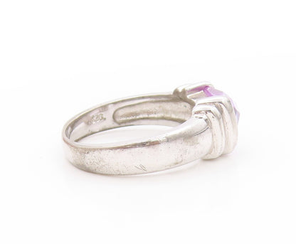 925 Sterling Silver Vintage Ring Designer Amethyst Cutout  Sz 6.5  RG32979