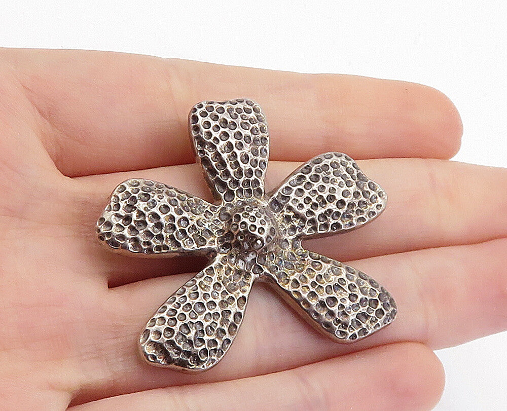 SILPADA 925 Sterling Silver  Vintage Oxidized Hammered Flower Pendant  PT4494