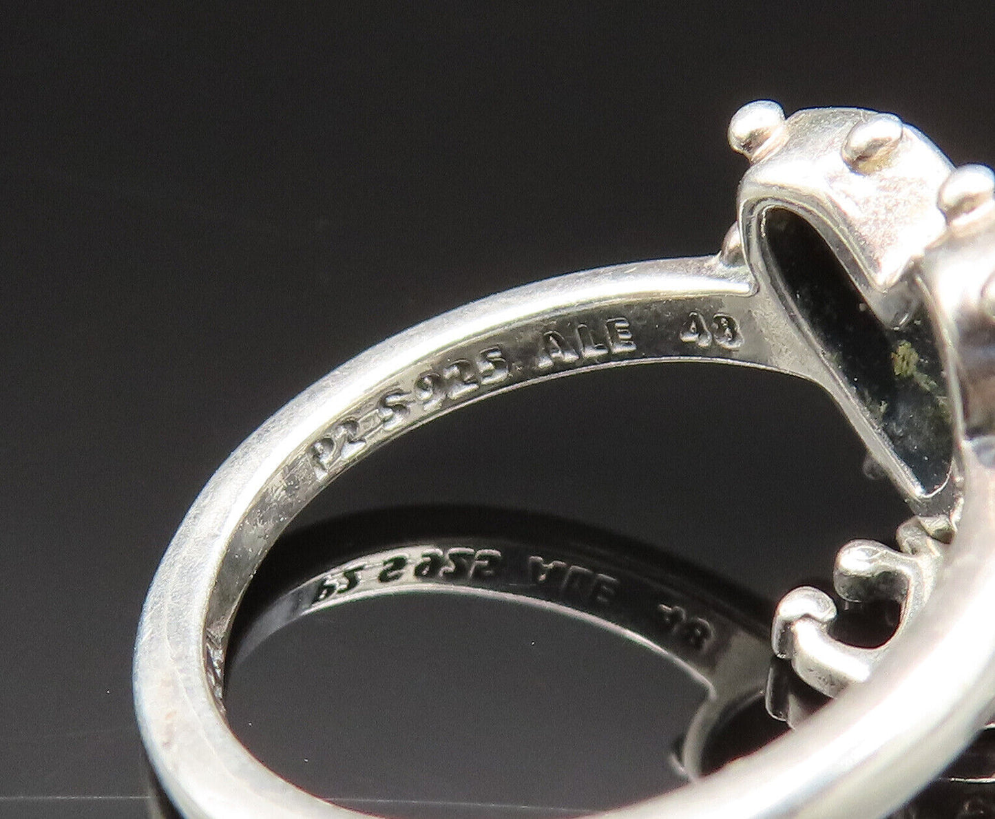 PANDORA 925 Silver  Vintage Spiritual Symbols Charm Ring Sz 4.5  RG25591