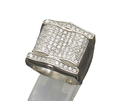 925 Sterling Silver  Vintage Cubic Zirconia Encrusted Band Ring Sz 10  RG19698