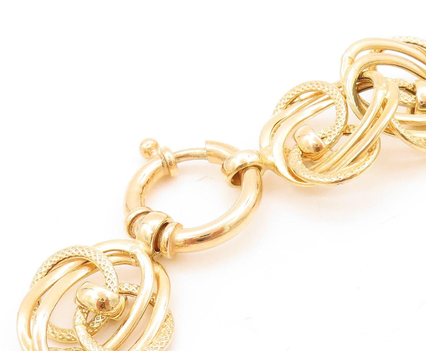925 Sterling Silver Vintage Necklace Gold Plated Cutout Interlocked Rings NE4410