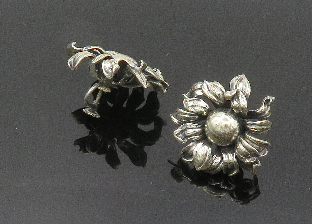 NAPIER 925 Sterling Silver Vintage Rare Flower Non Pierce Earrings  EG10046
