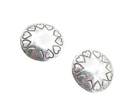 MEXICO 925 Sterling Silver   Vintage Love Heart Pattern Drop Earrings EG4412