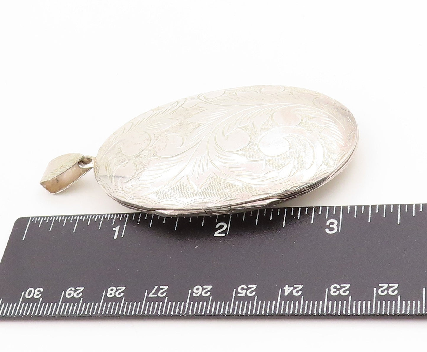 925 Sterling Silver Vintage Pendant Large Engraved Floral Locket OPENS  PT25249