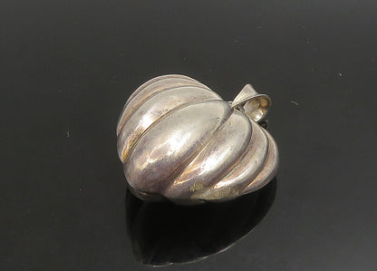 925 Sterling Silver  Vintage Shiny Fluted Hollow Love Heart Pendant  PT19177