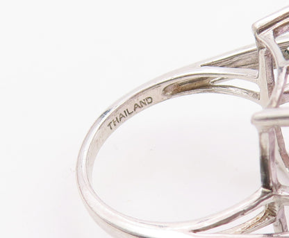 925 Sterling Silver Vintage Ring Faceted Amethyst With CZ Wrap Band Sz 8 RG36482