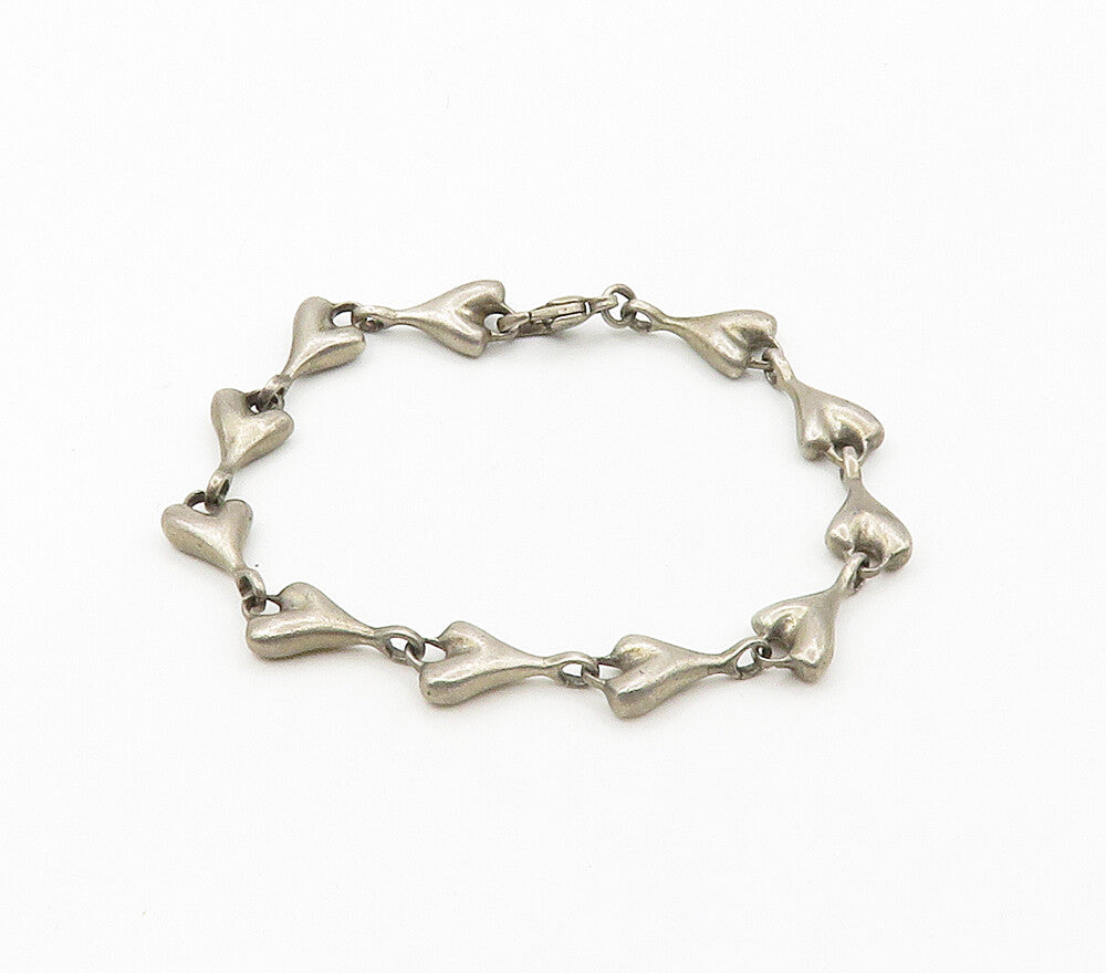 925 Sterling Silver  Vintage Dark Tone Smooth Y Link Chain Bracelet  BT6453