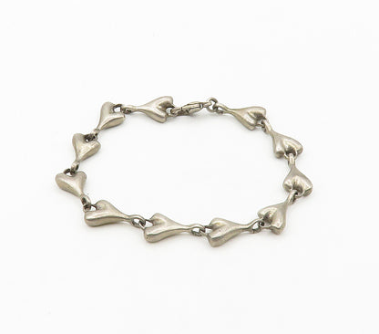 925 Sterling Silver  Vintage Dark Tone Smooth Y Link Chain Bracelet  BT6453