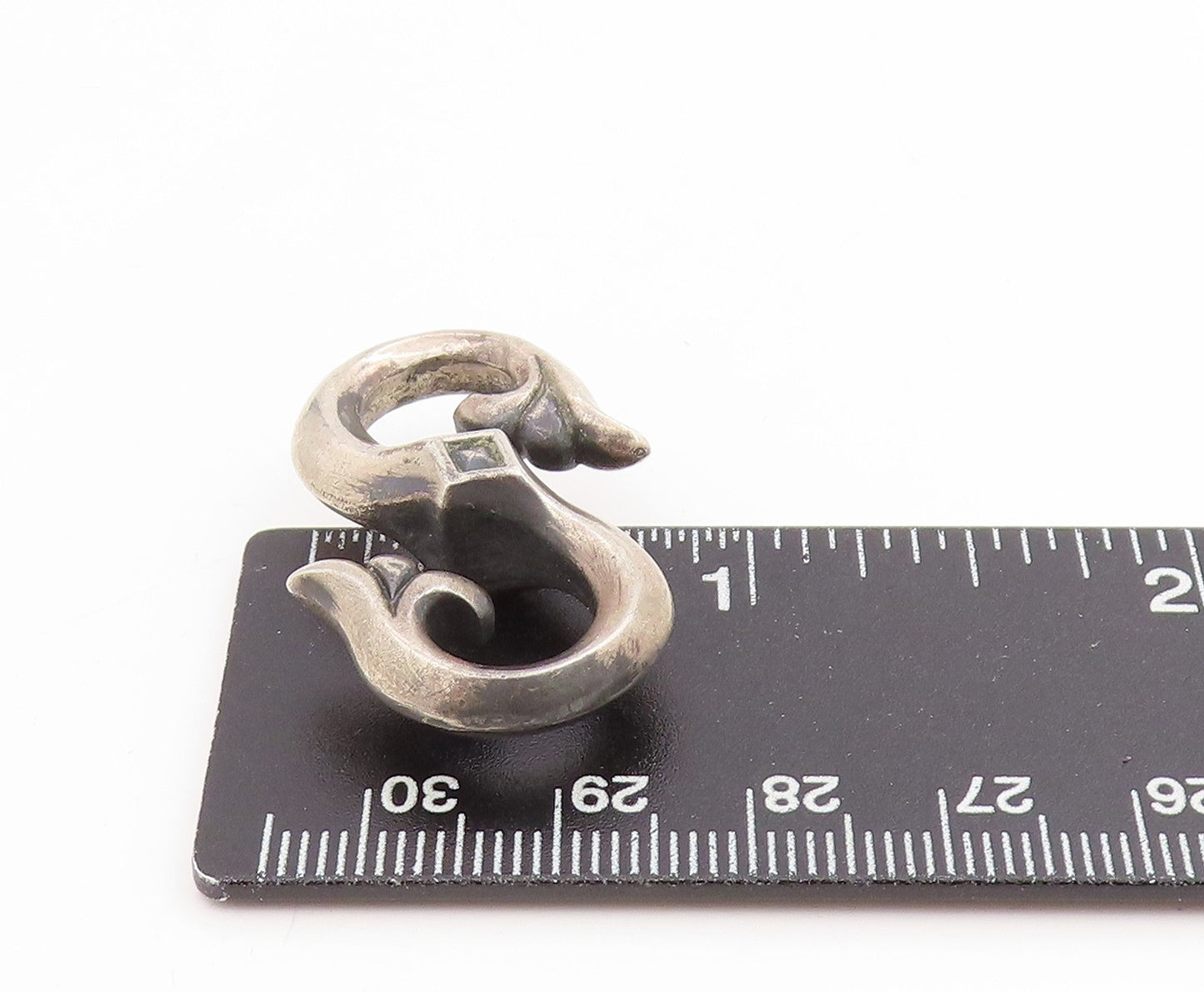 925 Sterling Silver Vintage Necklace Clasp Gothic Scrollwork S Shape Hook TR4176