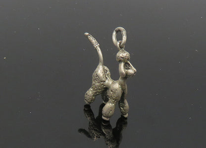 925 Sterling Silver  Vintage Shiny Petite Poodle Dog Animal Pendant  PT16386