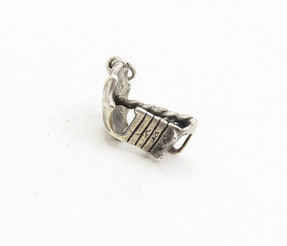 925 Sterling Silver  Vintage Dark Tone Beach Chair & Umbrella Pendant  PT6688